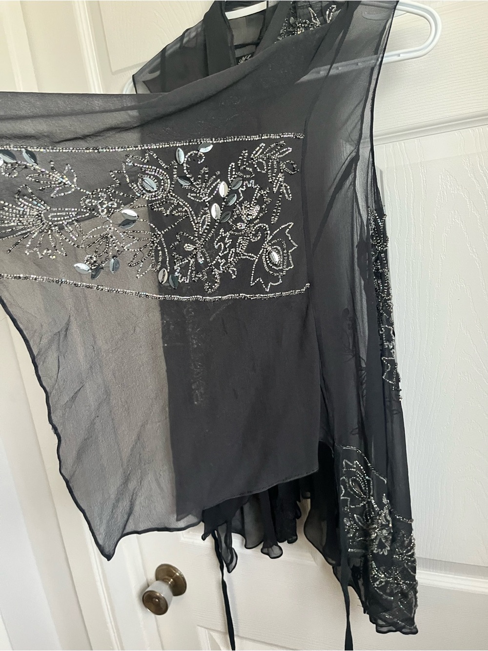 All Saints Spitalfields Silk Vintage 14 Large Cover Up Top Wrap Vest Embroidered - Picture 11 of 12